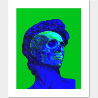 David Skull Interactive Yellow&Blue Filter T-Shirt By Red&Blue Posters and Art